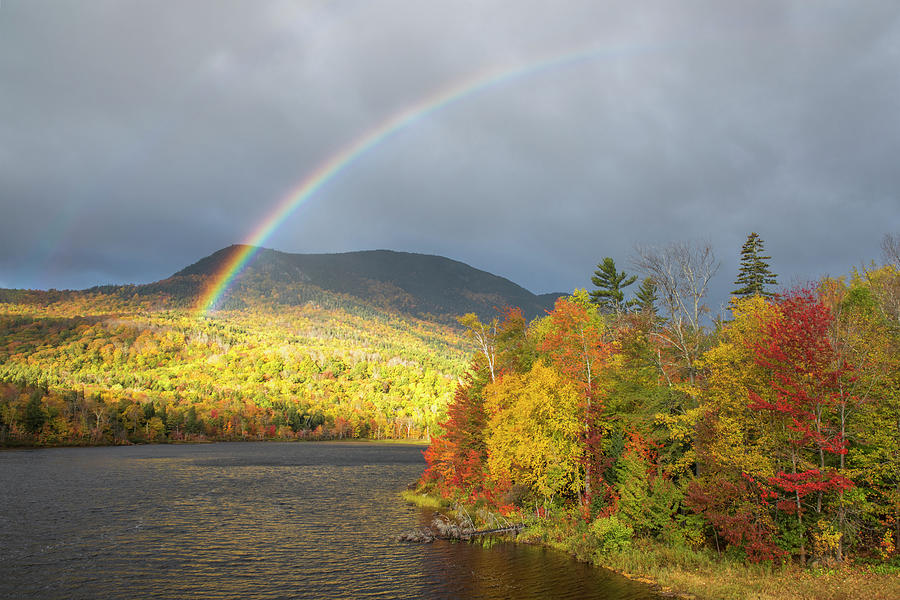 Basin Pond Autumn Rainbow Photograph by White Mountain Images