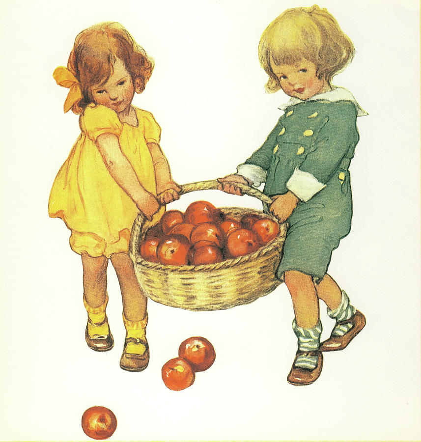 Basket of Apples from Good Housekeeping 1920s Drawing by Jessie Willcox ...