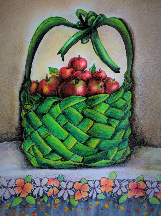 Basket of apples Drawing by Tara Krishna
