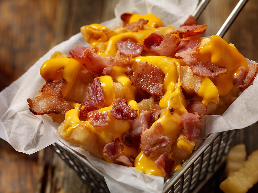 Basket of Bacon Cheesy Crinkle Cut French Fries Photograph by LauriPatterson
