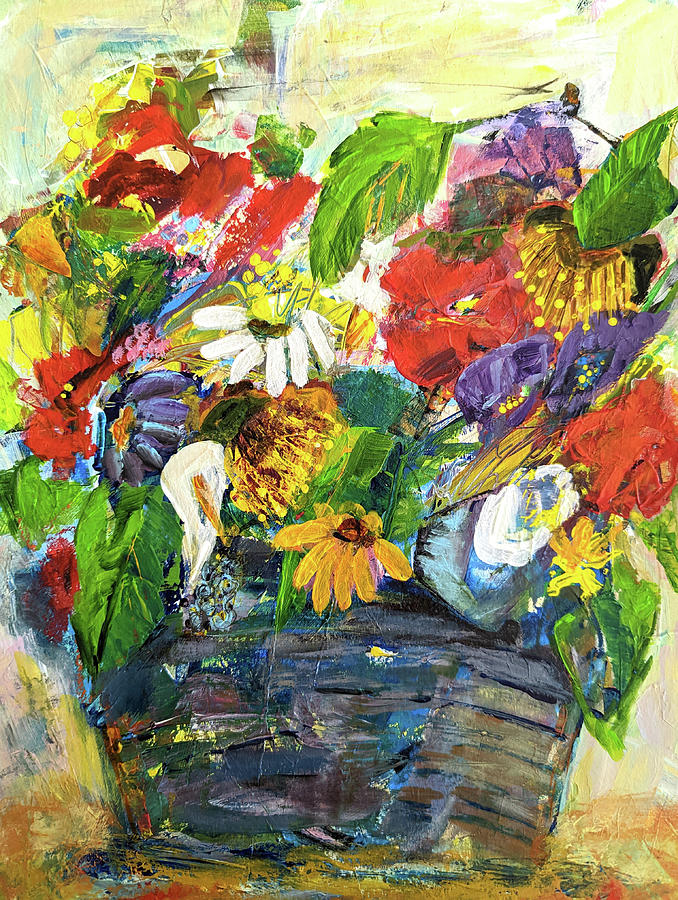 Basket of Fall Flowers Painting by Haleh Mahbod