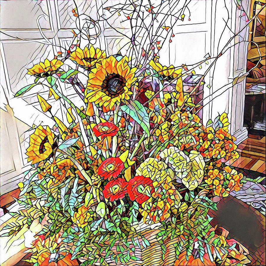 Basket of Flowers Mixed Media by Don Wright