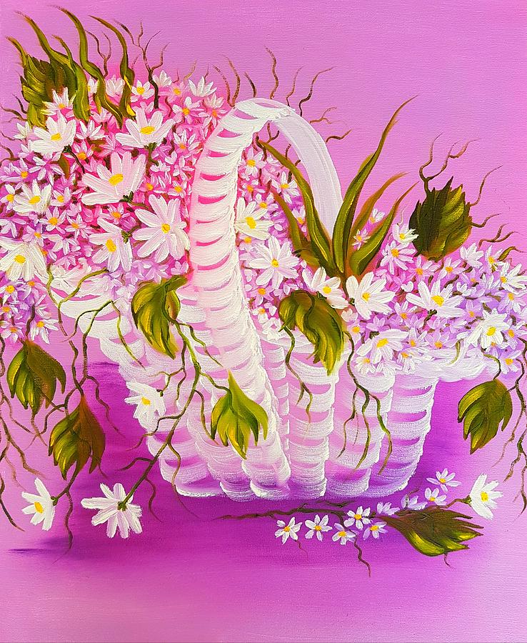 Basket Of Goodness Pink Lilac Glowing Painting