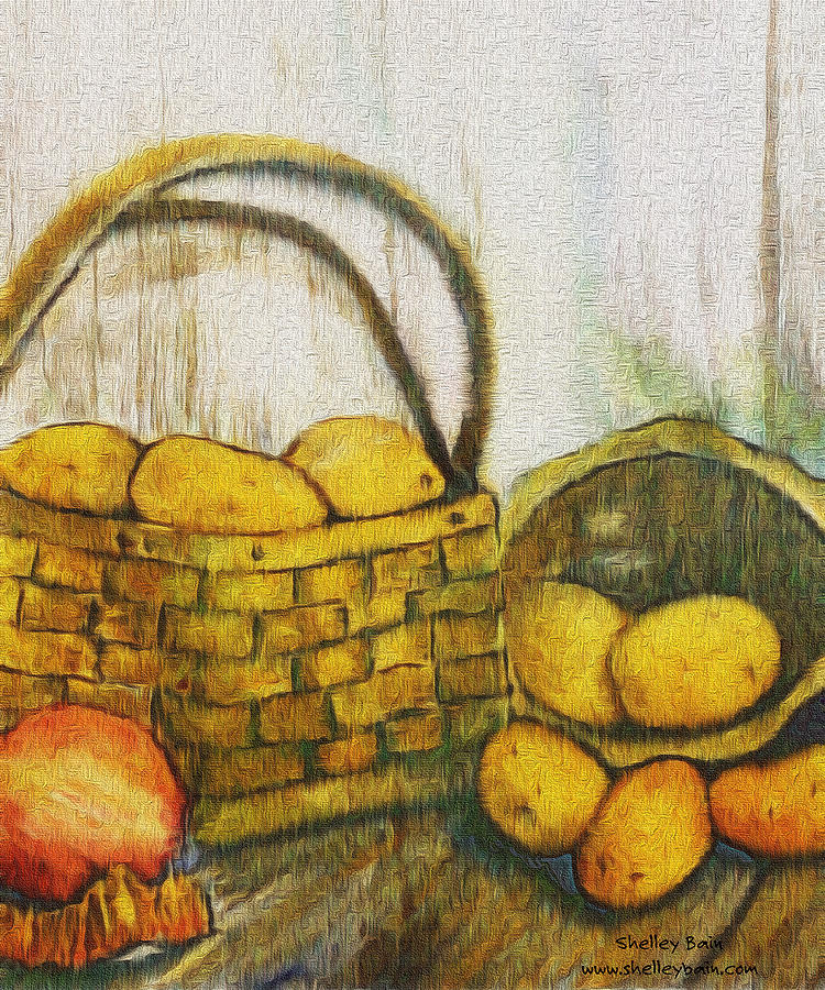 Basket of Potatoes Mixed Media by Shelley Bain