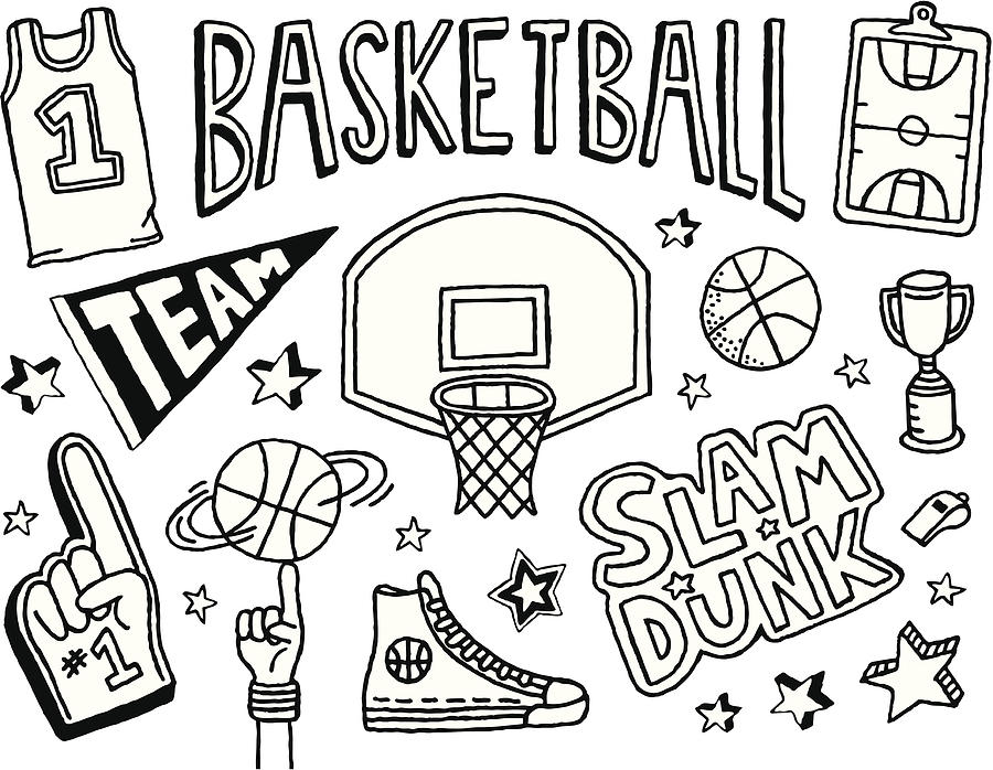 Basketball Doodles Drawing by Jamtoons