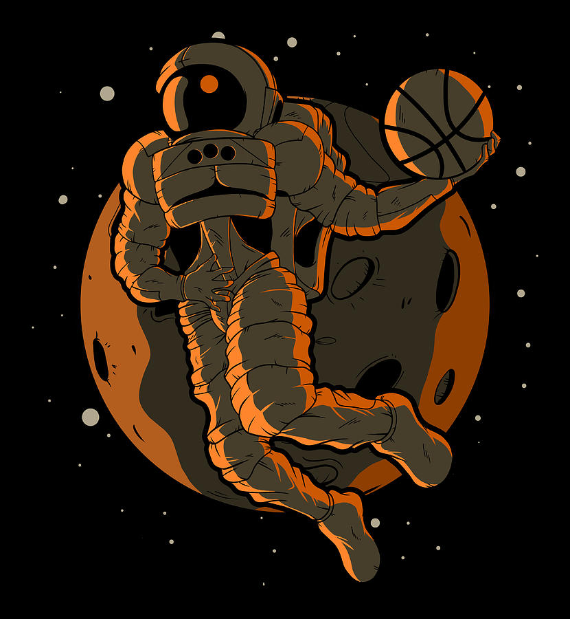 Basketball Dunk Astronaut Outer Space Spaceman Digital Art by Kevin ...