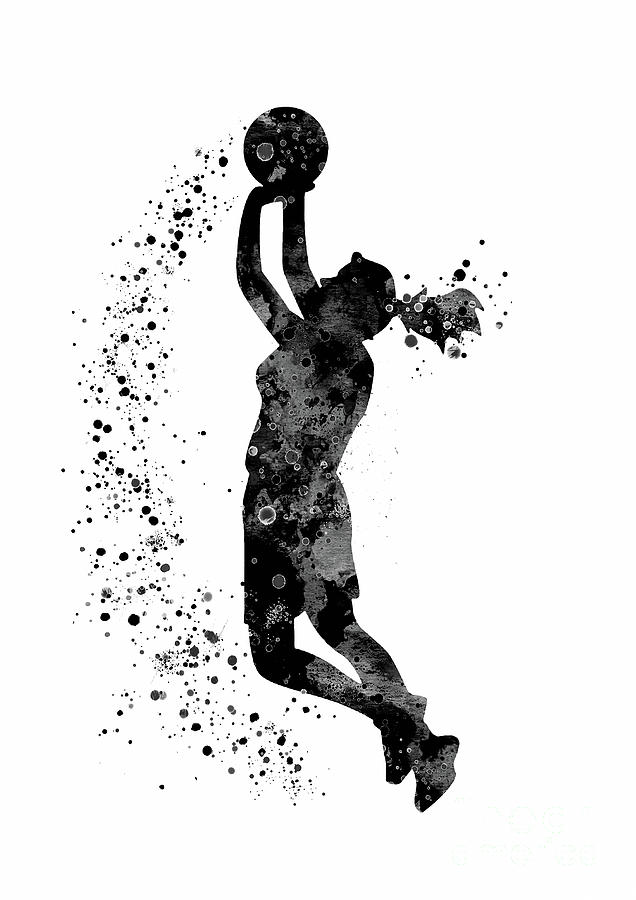 Basketball Girl Player Black and White Digital Art by White Lotus - Fine  Art America