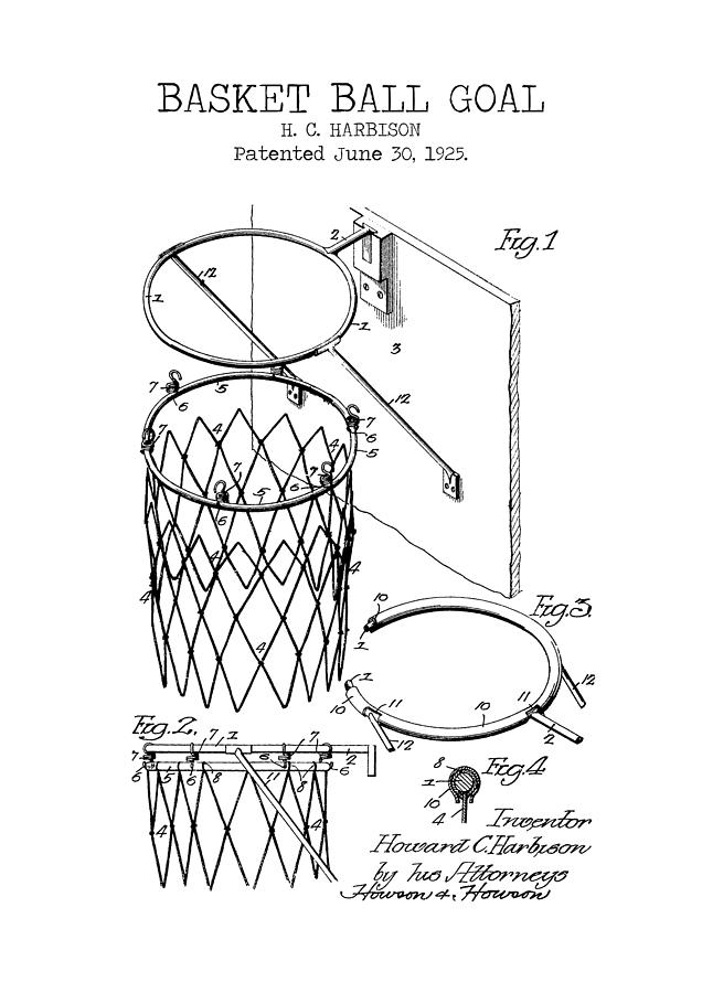 Sports Digital Art - BASKETBALL GOAL patent by Dennson Creative
