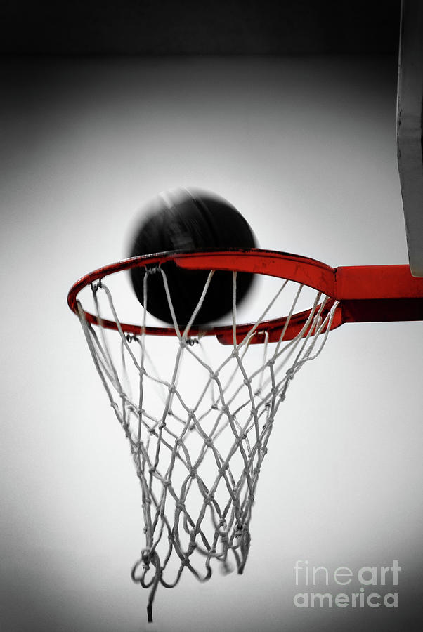 Basketball Photograph - Basketball Hoop with Ball Net Scoring Points Sports by Lane Erickson