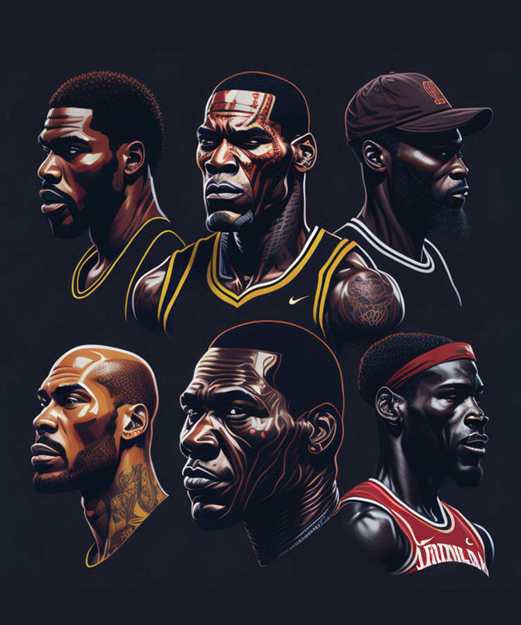 Basketball Legends All In One Drawing by Abdelmoghit Guenfdi - Fine Art