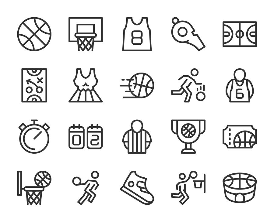 Basketball - Line Icons Drawing by Rakdee