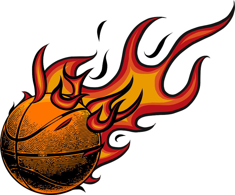 Basketball on fire. Illustration on white background Digital Art by