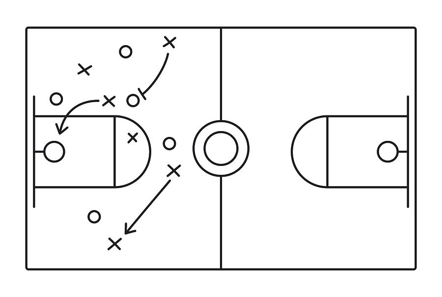 Basketball Play Diagram Drawing by Filo