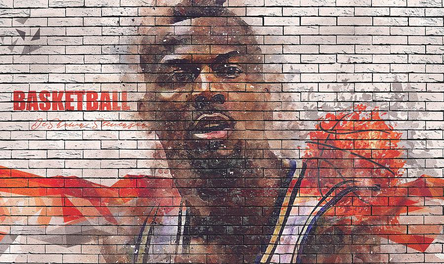 Basketball Player DeShawn Stevenson Wall Colorful Digital Art by Keagan
