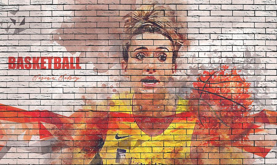 Basketball Player Marina Mabrey Wall Colorful Digital Art by Keagan ...