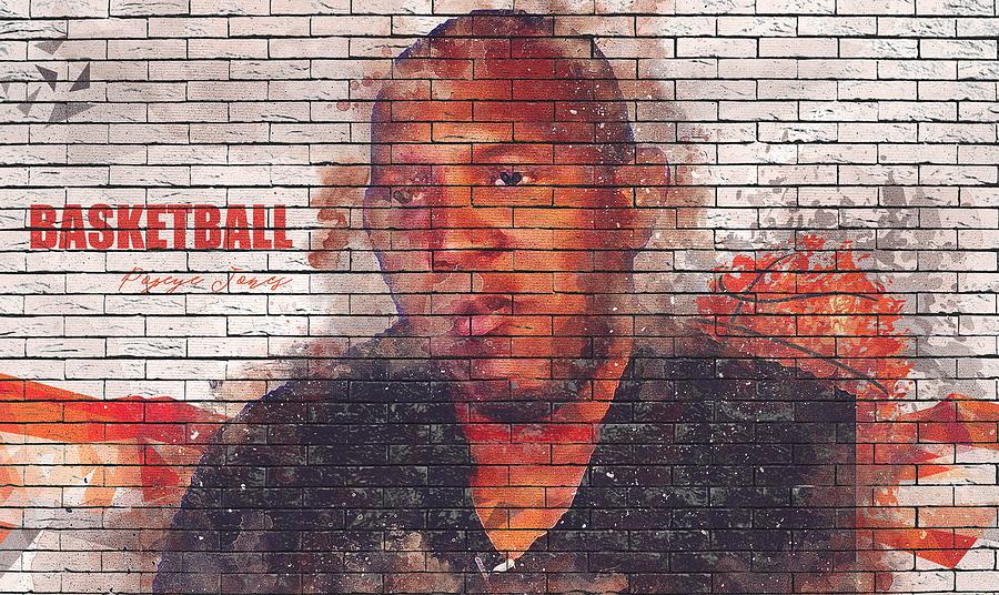 Basketball Player Popeye Jones Wall Colorful Digital Art by Keagan ...