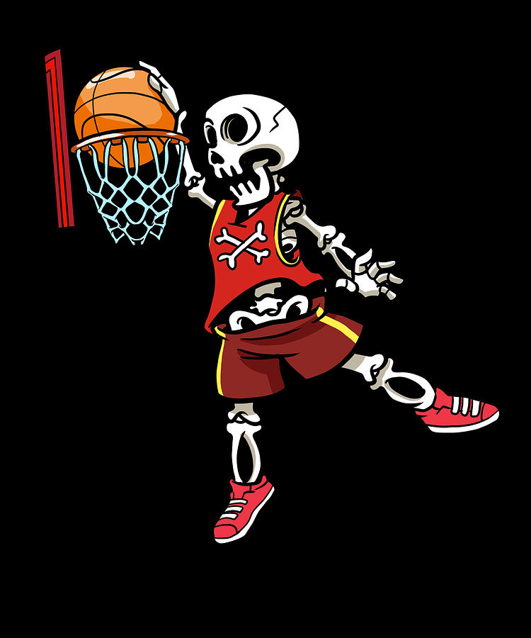 Basketball Player Skeleton Dunking Basketballer Digital Art by ...