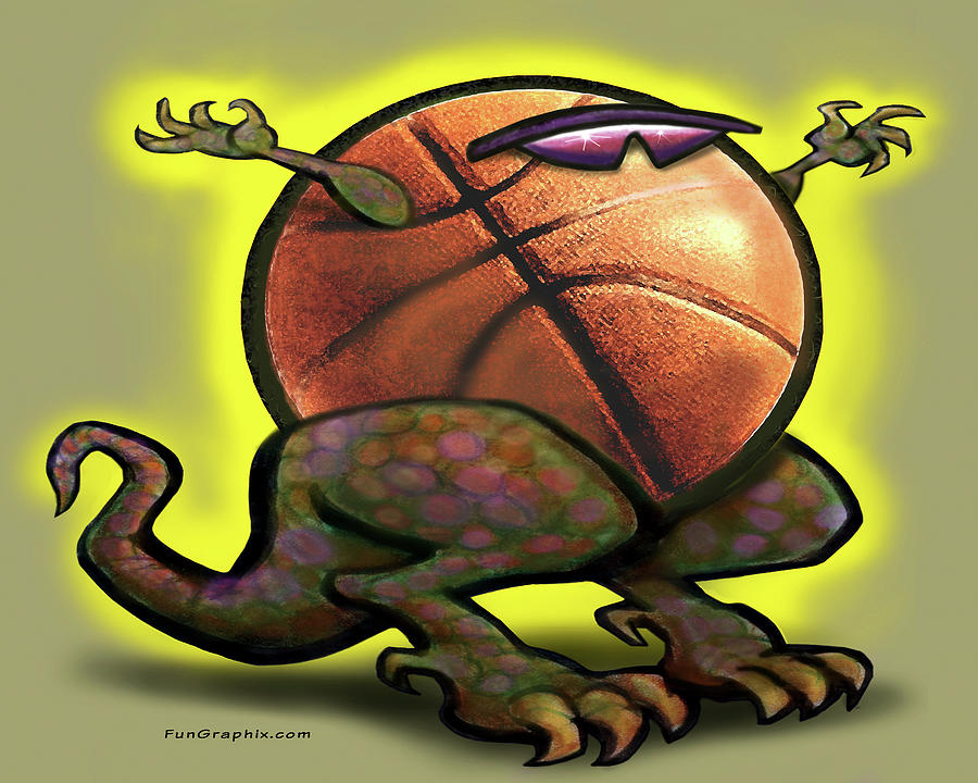 Basketball Saurus Rex Digital Art by Kevin Middleton