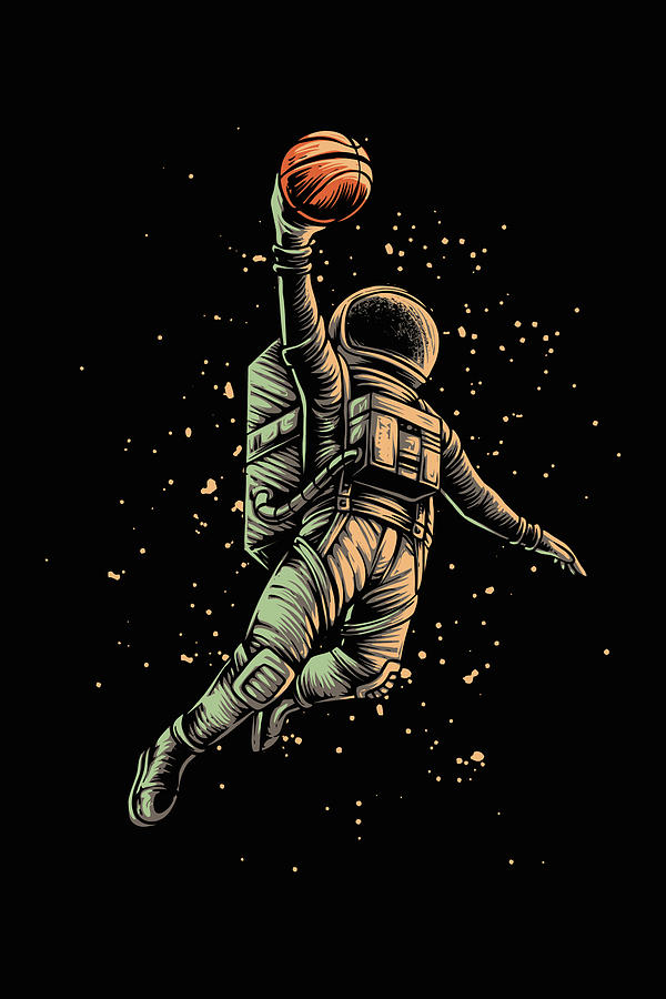 Basketball Shot Astronaut Vector Illustration Painting by Tony Rubino