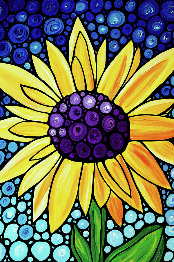 Sunflower Painting - Basking In The Glory by Sharon Cummings