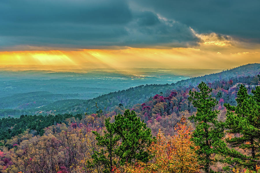 Ouachita Mountains Photograph - Basking In The Light - Talimena Scenic Byway Drive Vista by Gregory Ballos