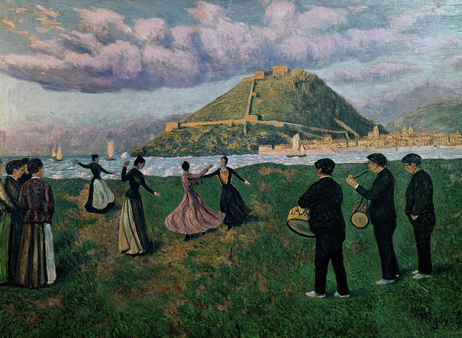 Basque Celebration at the Bay of San Sebastian, ca. 1890, Oil on canvas, 73,5 x 100,5 cm. Painting by Dario De Regoyos Valdes