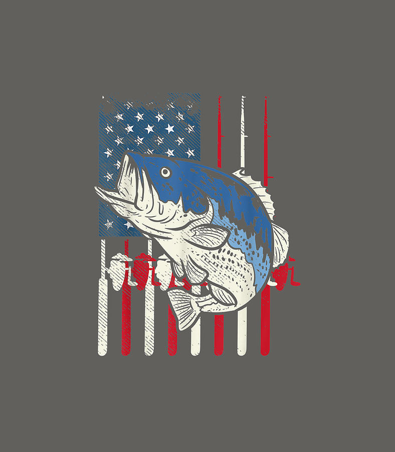 Bass Fish US American Flag Patriotic Fishing Fisherman Digital Art by ...