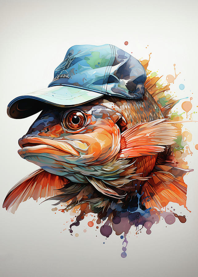 Bass Fish Wearing Baseball Cap Digital Art by Towery Hill - Fine Art America