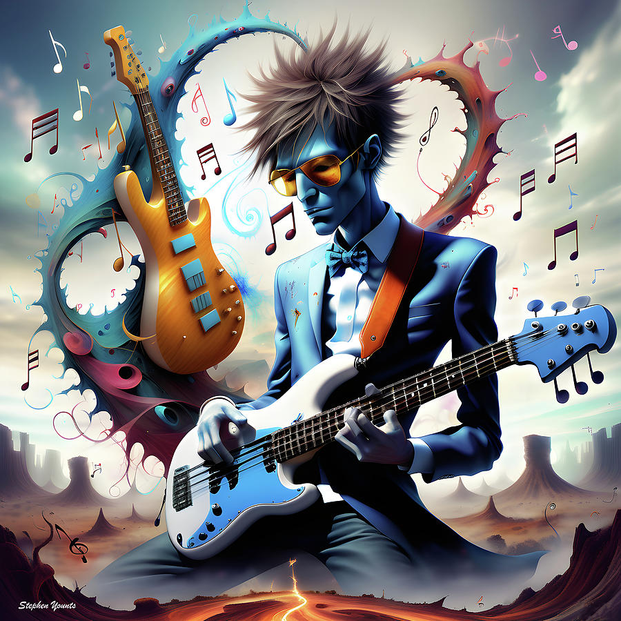 Bass Guitarist Digital Art by Stephen Younts