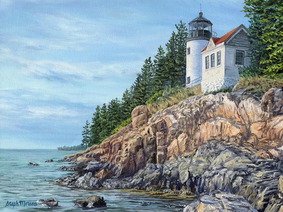 Bass Harbor Head Light Painting by Steph Moraca - Fine Art America