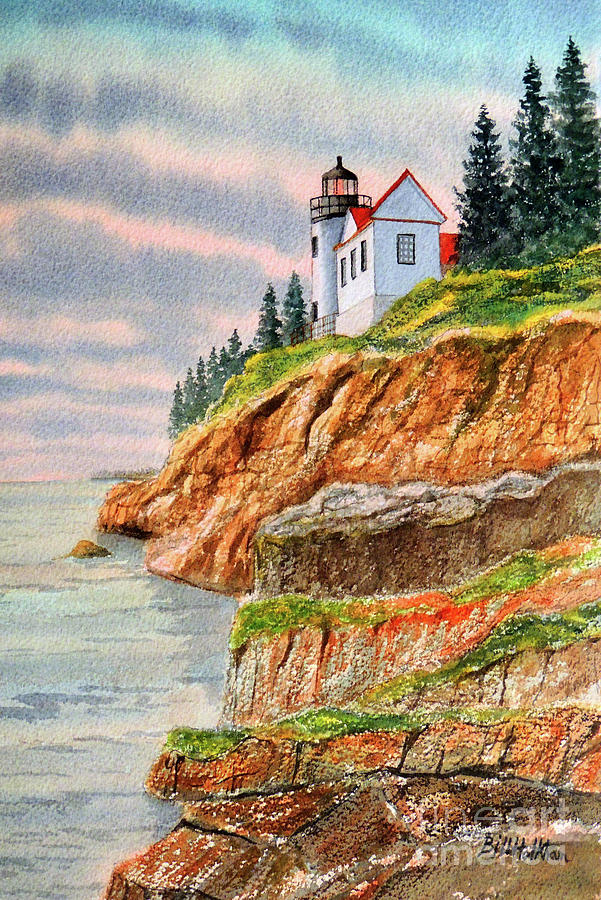 Bass Harbor Head Lighthouse Maine Painting by Bill Holkham