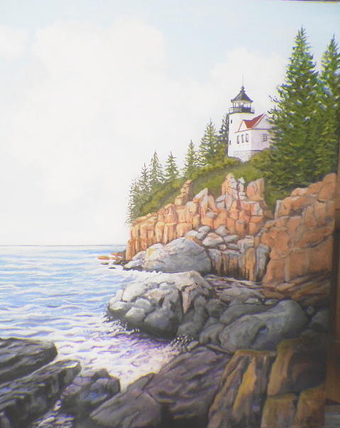 Lighthouse Painting - Bass Harbor Light - Acadia by Janet Glatz