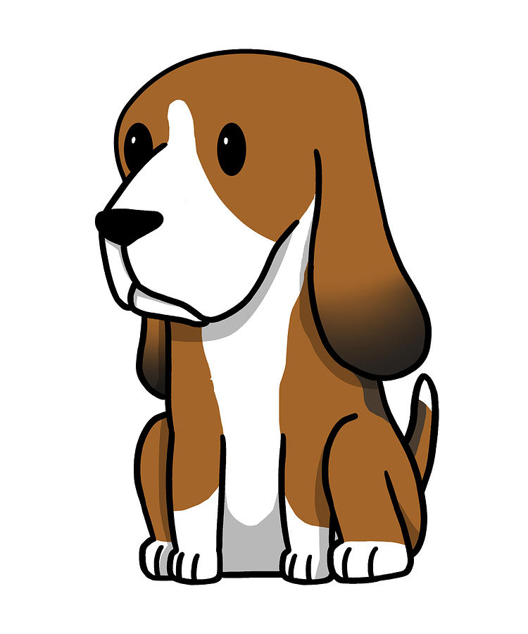 Basset Hound Cute Cartoon Digital Art by Jeff Chen - Fine Art America