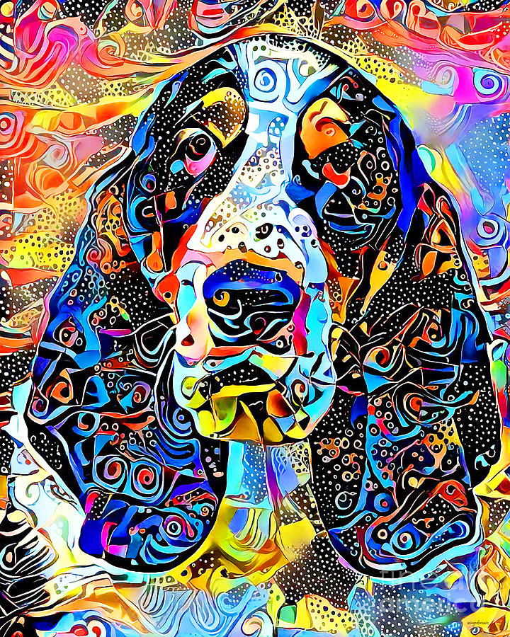 Basset Hound Dog In Vibrant Contemporary Surreal Abstract Colors 20210204 v2 Photograph by Wingsdomain Art and Photography