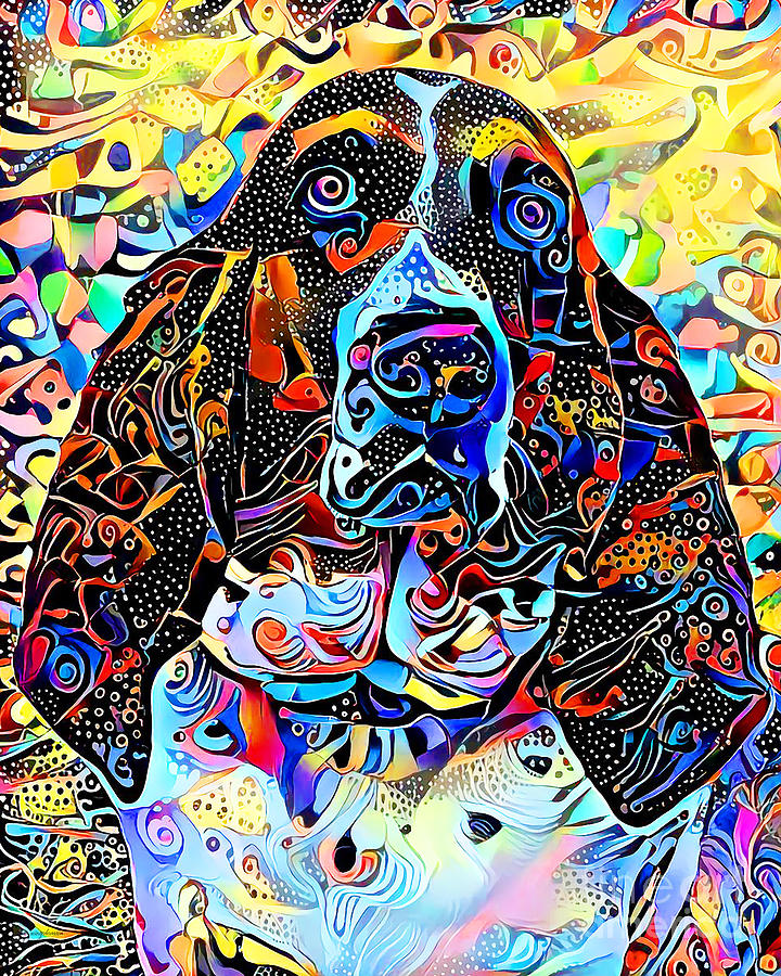 Basset Hound Dog In Vibrant Contemporary Surreal Abstract Colors 20210204 Photograph by Wingsdomain Art and Photography