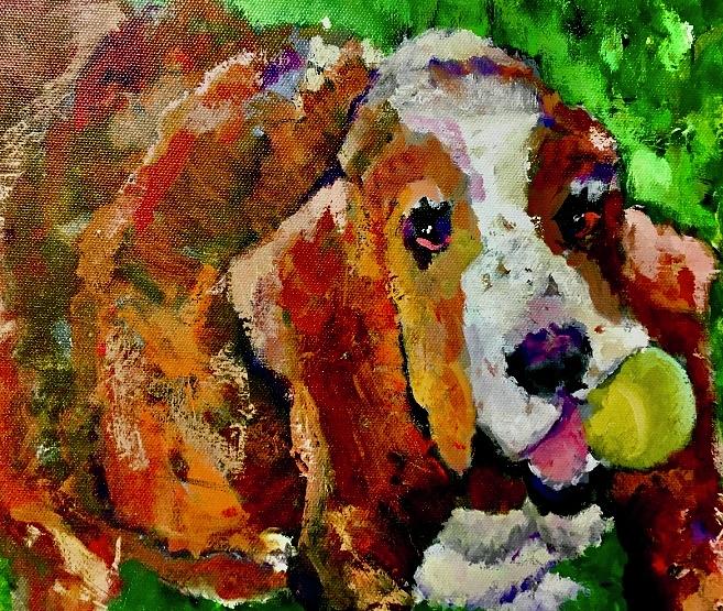 Basset Hound With Tennis Ball Painting By Christine Chatwell Pixels