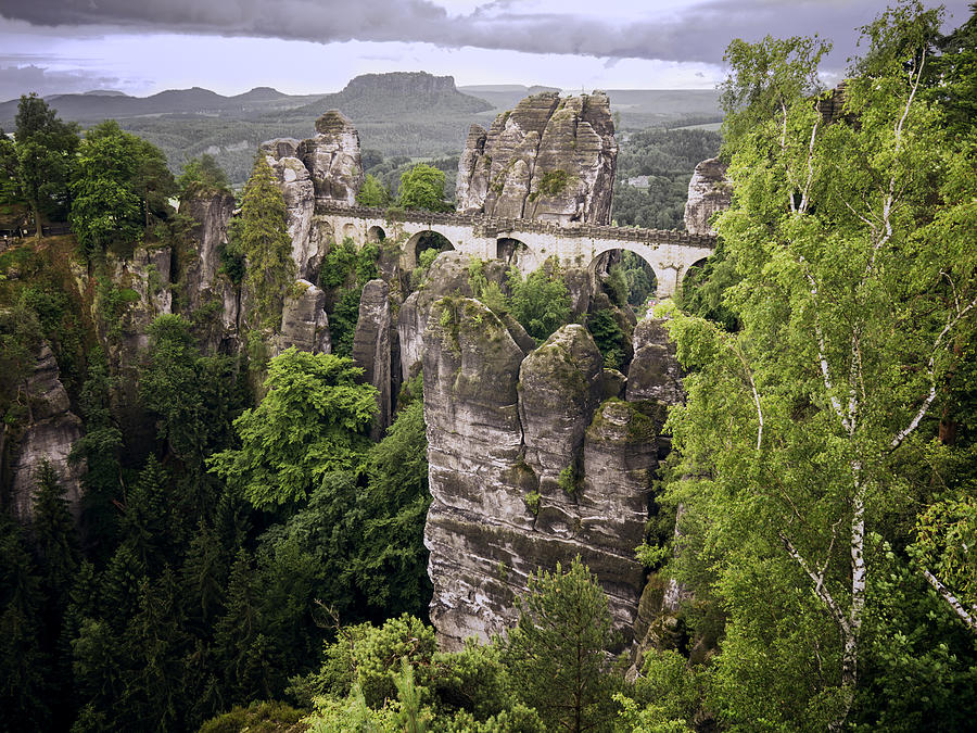 Bastei and Elbe Sandstone Mountains Photograph by Bernd Schunack