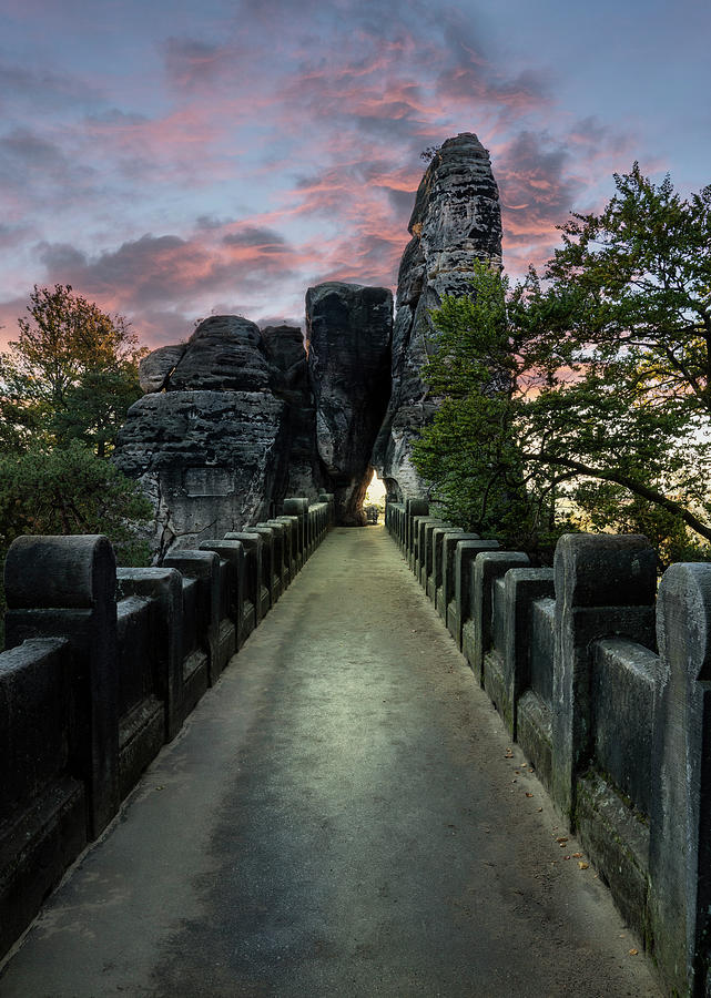 Bastei stone bridge at dawn Photograph by Jaroslaw Blaminsky