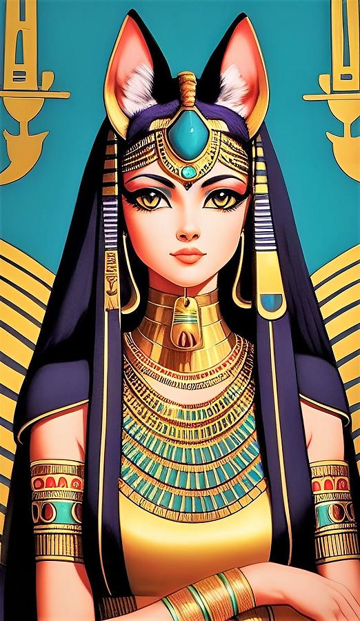 A I Bastet Egyptian Goddess Digital Art by Denise F Fulmer
