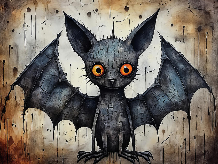 Bat abstract art brut animal character Photograph by Karen Foley