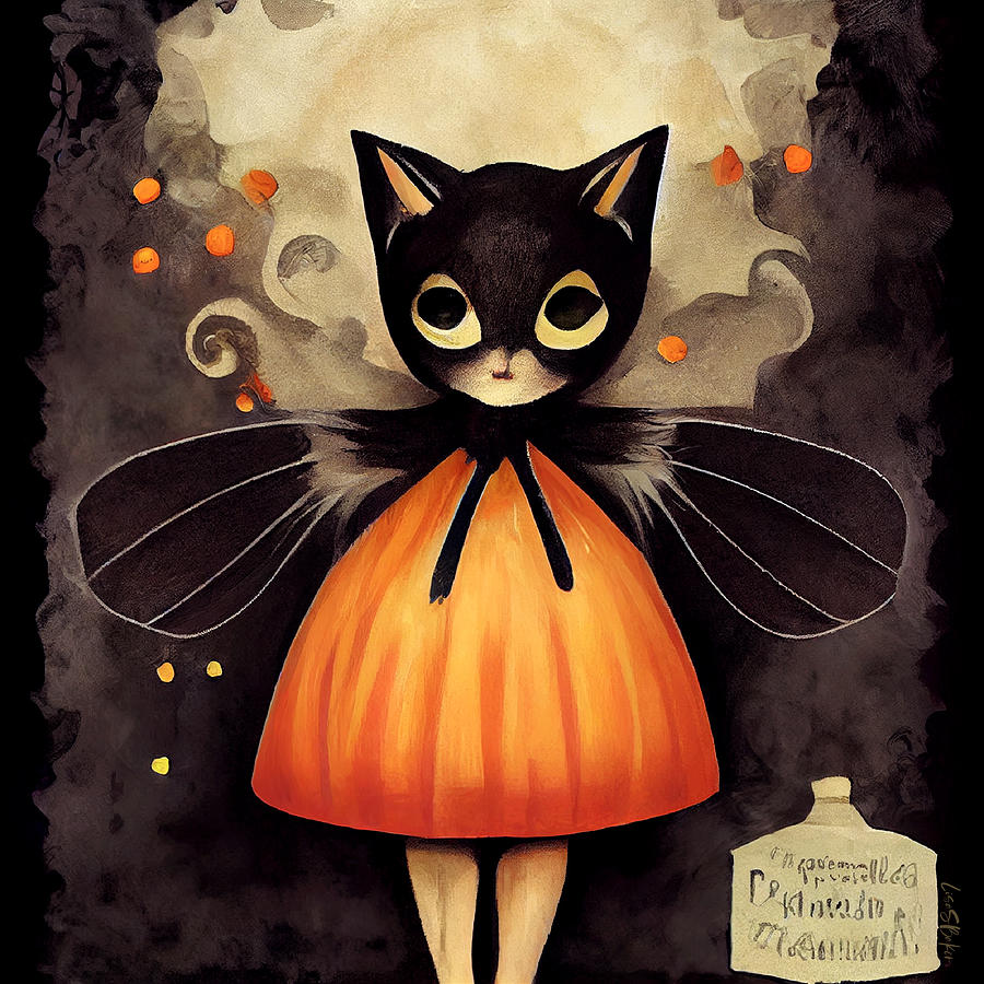 Cat Digital Art - Bat Cat Girl by Lisa S Baker