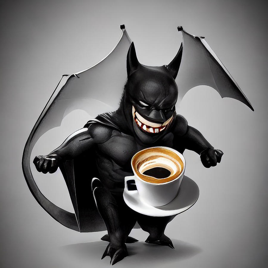 Bat coffee Digital Art by Adrien Efren - Fine Art America