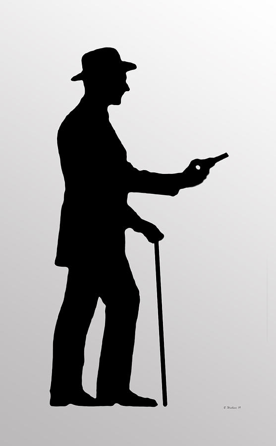 Black And White Digital Art - Bat Masterson Silhouette Icon by Brian Wallace
