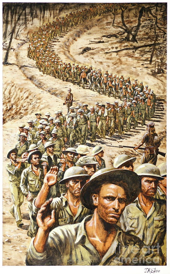 Bataan Death March Painting by David K Stone