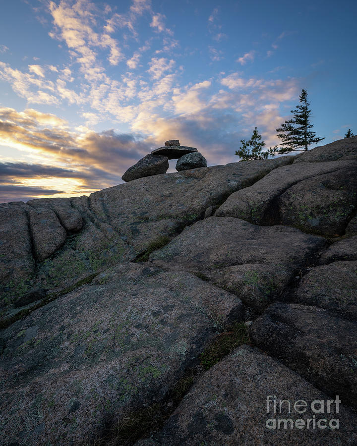 Bates Cairn at Sunset in Acadia National Park Photograph by Benjamin Williamson