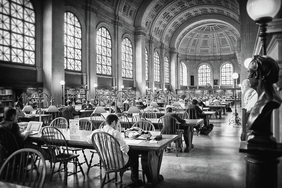Bates Hall Boston Public Library Black and White  Photograph by Carol Japp