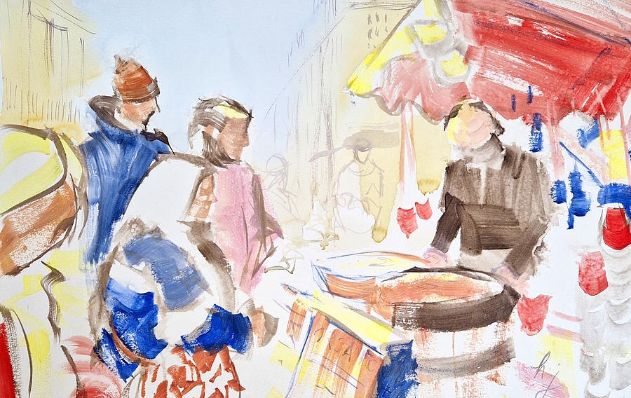 Bath Christmas Market Painting Painting by Mike Jory