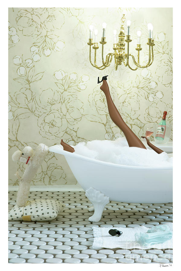 Bath Digital Art - Bath Time Leg Black by David Parise