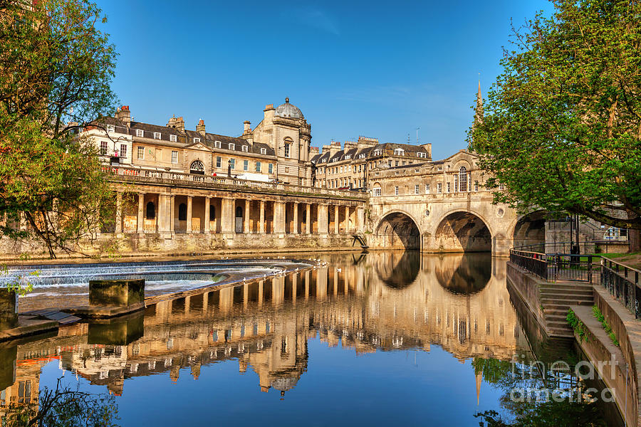 Spring Photograph - Bath UK, Pulteney Bridge and Weir by Colin and Linda McKie