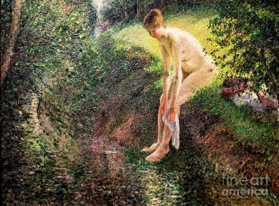 Bather in the Woods by Camille Pissarro 1895 Painting by Camille Pissarro
